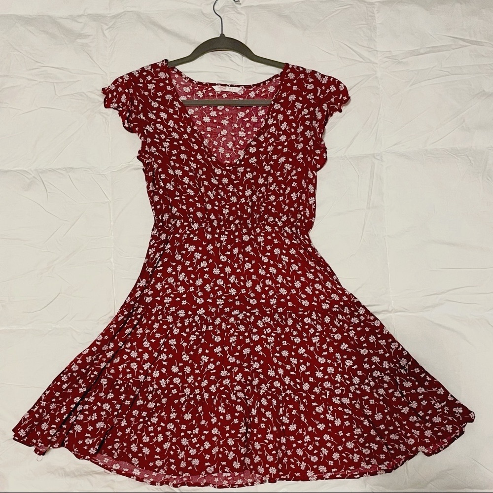 Red summer floral dress
